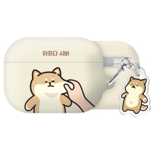 실버벨 귀염뽀쨕 시바의하루 에어팟3/에어팟4 하드 케이스 +아크릴키링 세트, 시바의하루_아프다시바, AirPods(4세대) 18,500원