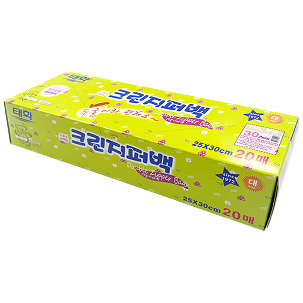태화 크린 두줄 지퍼백 25x30cm(대) 20매 30개(1box), 대(L), 30개 59,000원