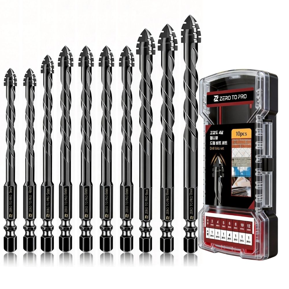4날 톱니형 드릴 비트 콘크리트 타일 드릴 비트 10개입 세트 드릴 기리 17,800원