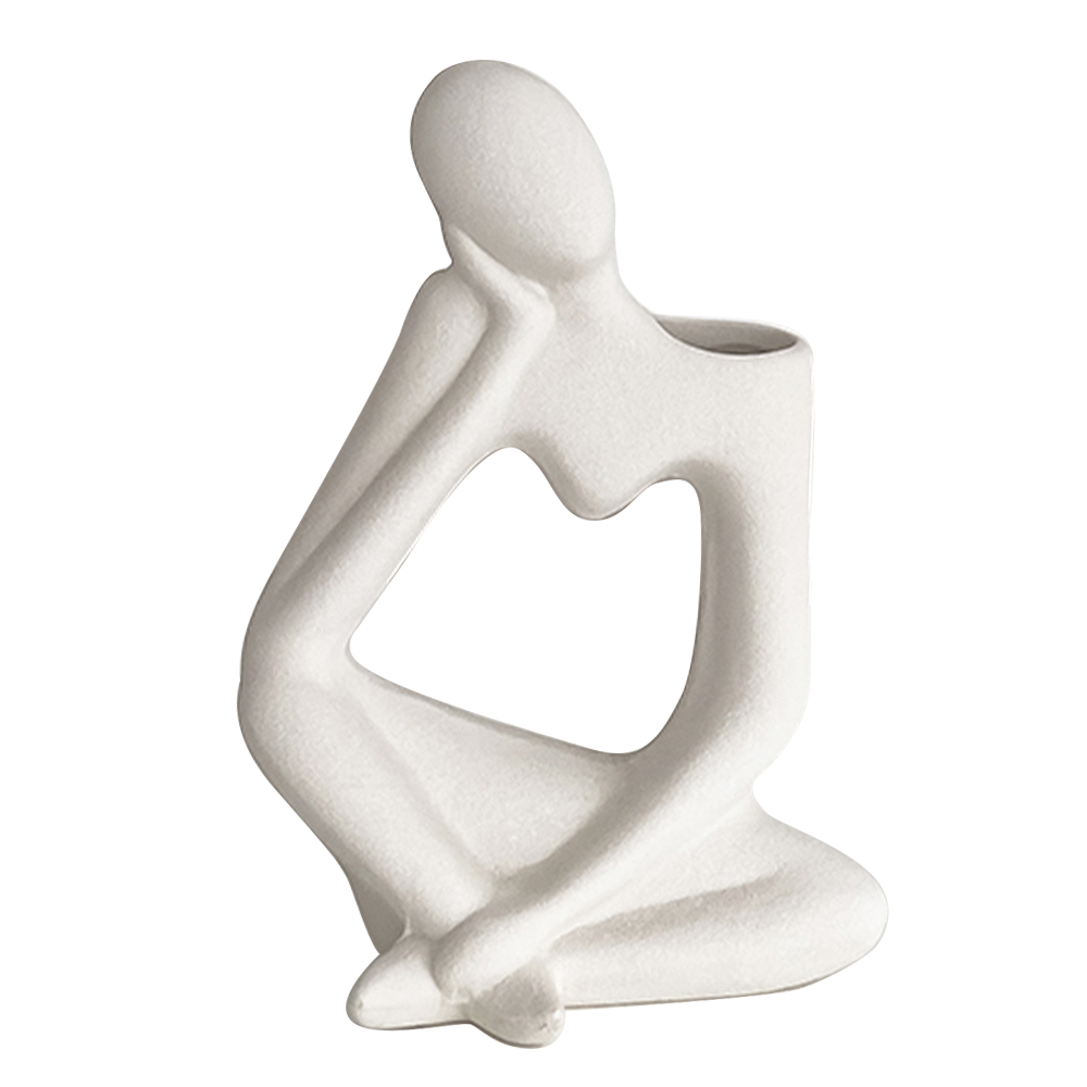 PICKAUES 생각하는사람 모던 스톤 오브제 인테리어 조각상 화병, 네추럴 17,800원