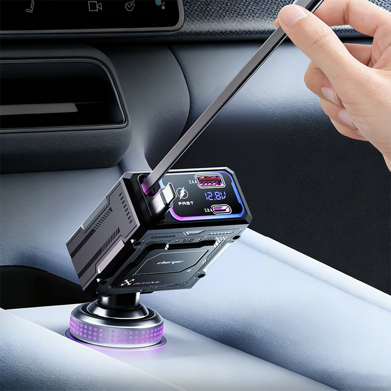 호밍사이 4포트 120W 차량용 고속 충전기 type-c라인 애플라인 메커니컬 스타일 시리즈, 블랙, X3 31,000원