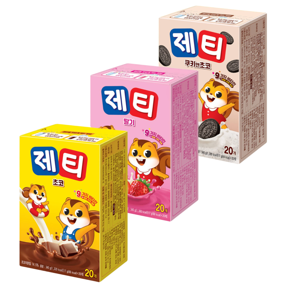 제티 초코 20입 + 딸기 20입 + 쿠키앤초코 20입 3종1세트, 3개, 20개입, 17g 14,500원