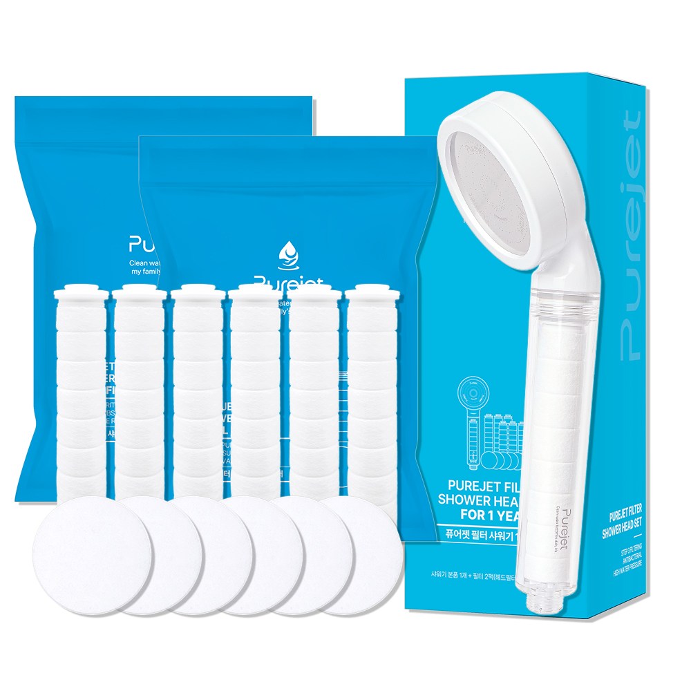 퓨어젯 필터 샤워기 1년 세트 샤워기1개+필터2팩(바디6P+헤드6P) 26,800원
