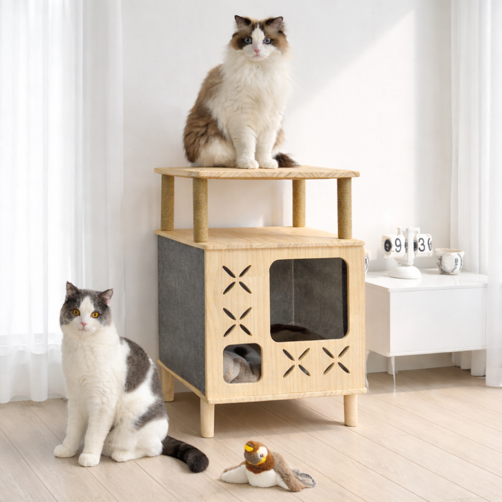 MAAH 고양이 2단 원목 숨숨 하우스 40 x 40 x 61 cm 57,510원