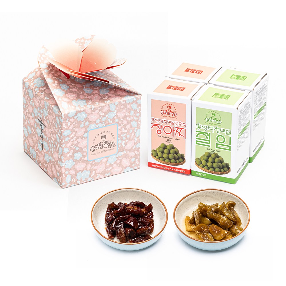홍쌍리 프리미엄 매실장아찌 매화선물세트(절임2개+고추장장아찌2개) 35,900원