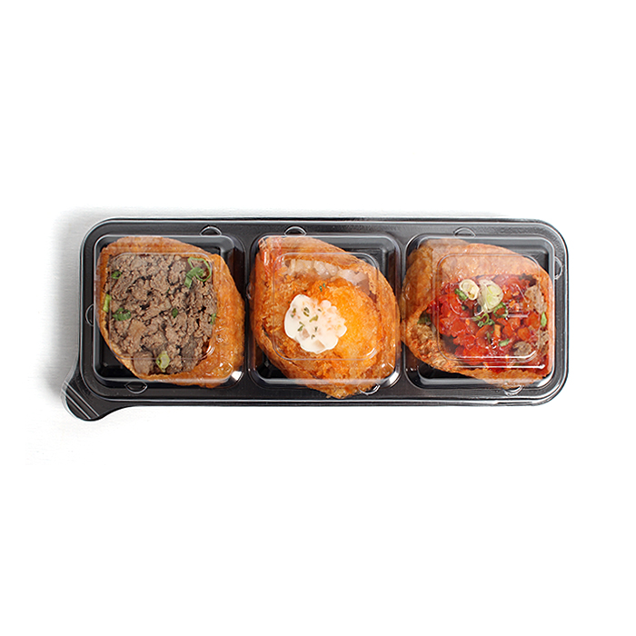 직사각 3칸 일회용 반찬 나눔용기, 1개입, 100개 19,460원