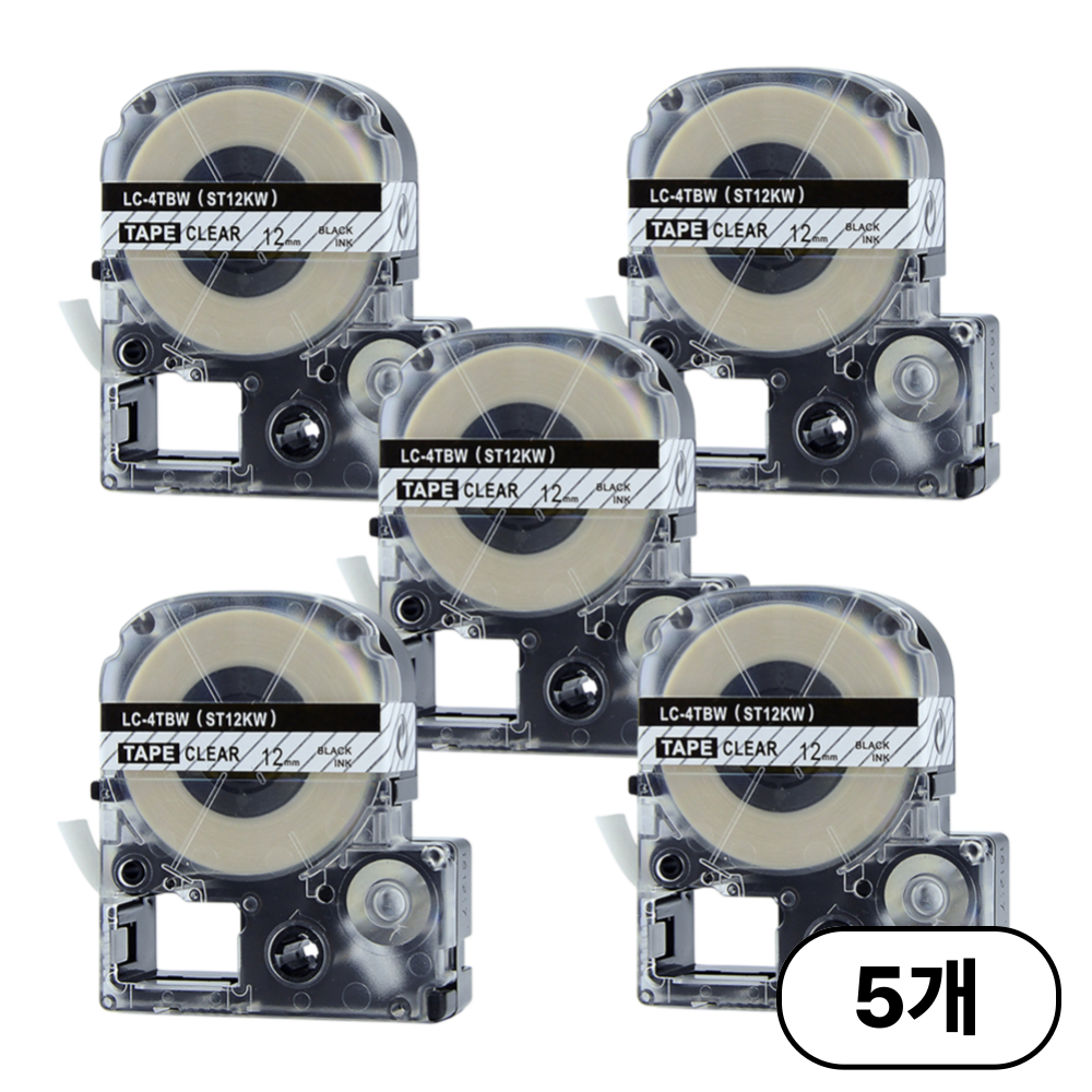 집으로프레시 앱손 라벨 테이프 호환, 12mm, 투명배경_검은글자 5개세트 16,900원
