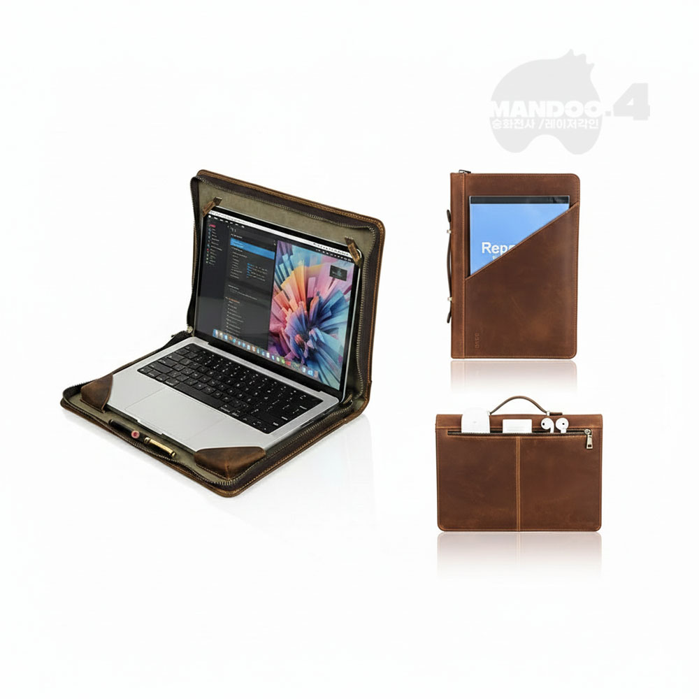 MANDOO4 천연가죽 맥북 노트북 가방 15-16인치 클래식 레이저 각인 주문 제작 128,000원