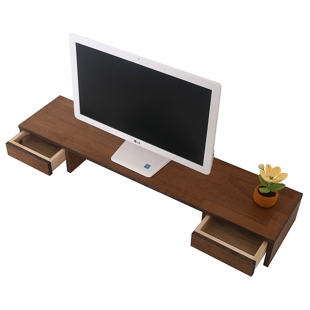 어반데코 모니터받침대 WA1000 2서랍 고무나무 원목 듀얼모니터받침대, 1개 58,000원