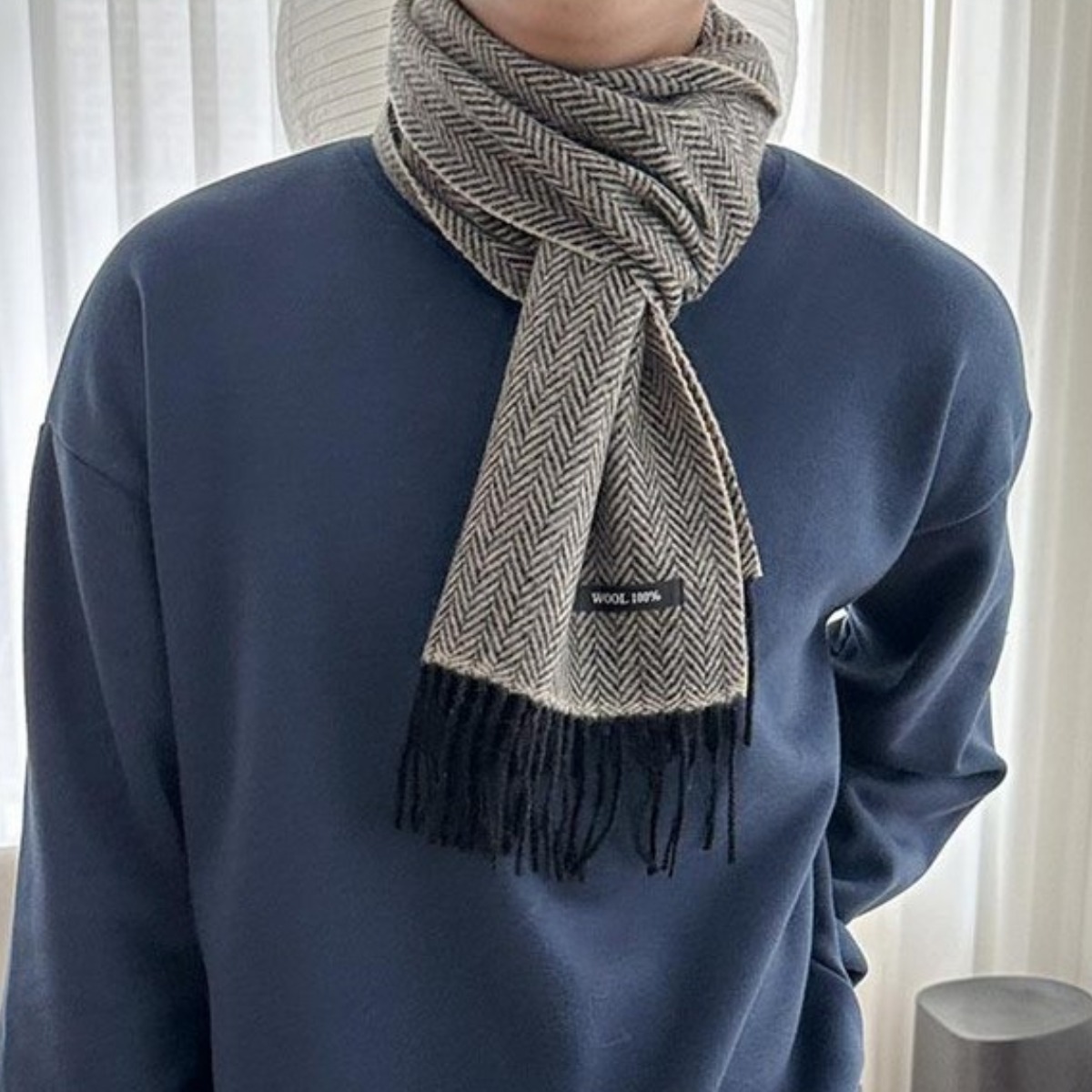 제이유 헤링본 울 남성 목도리 머플러 3 컬러 24,800원