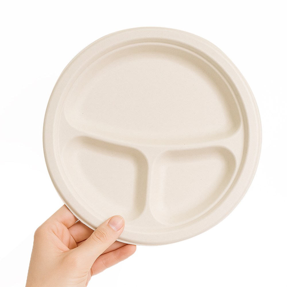 원형 펄프접시 3칸 9인치 50개입 일회용 종이접시 나들이 캠핑, 100개 15,700원