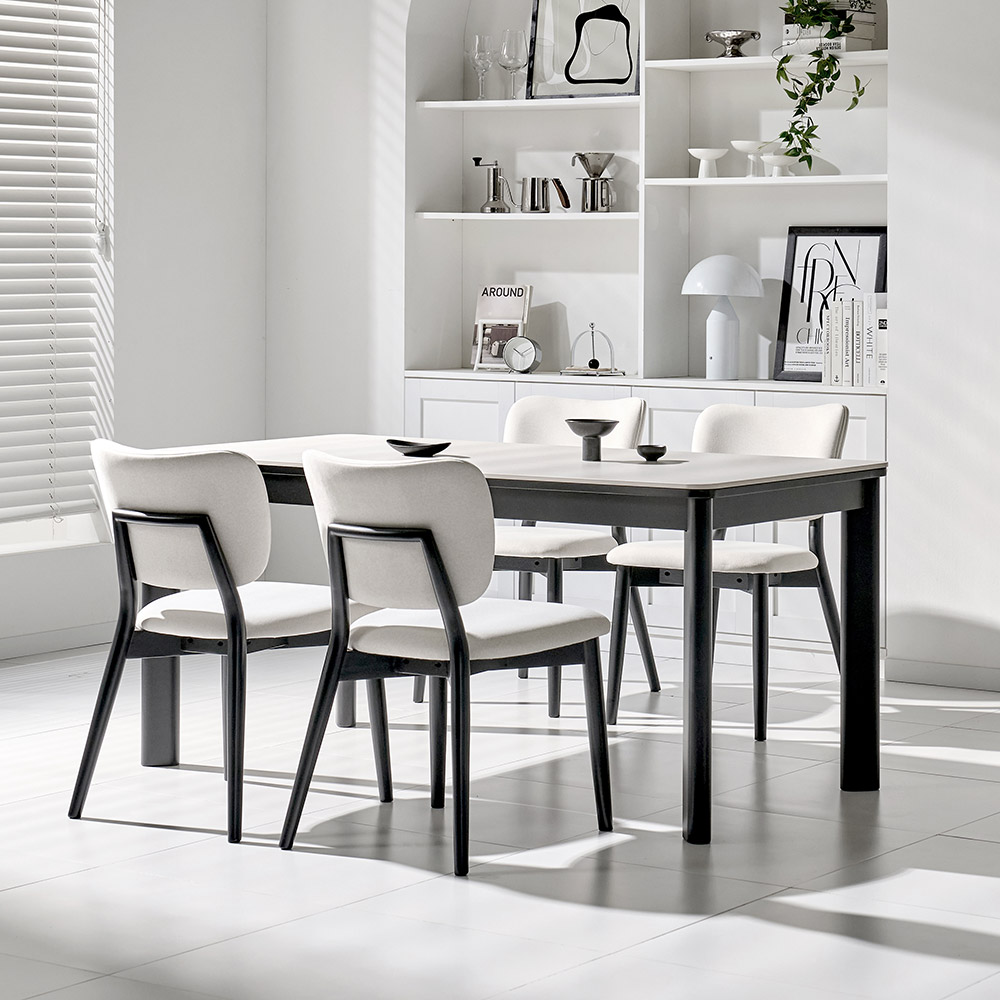 쏠앤까사 블랙 어반 고무나무 원목 포세린 세라믹 식탁세트 4인용 6인용 1400 1600 1800, 현재가 890,000원