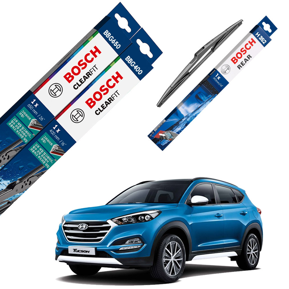 올 뉴 투싼 TL 2015.03~2018.08 보쉬 클리어핏 와이퍼세트 전면2p+후면1p 650+400+H352 (3개 세트) 15,700원