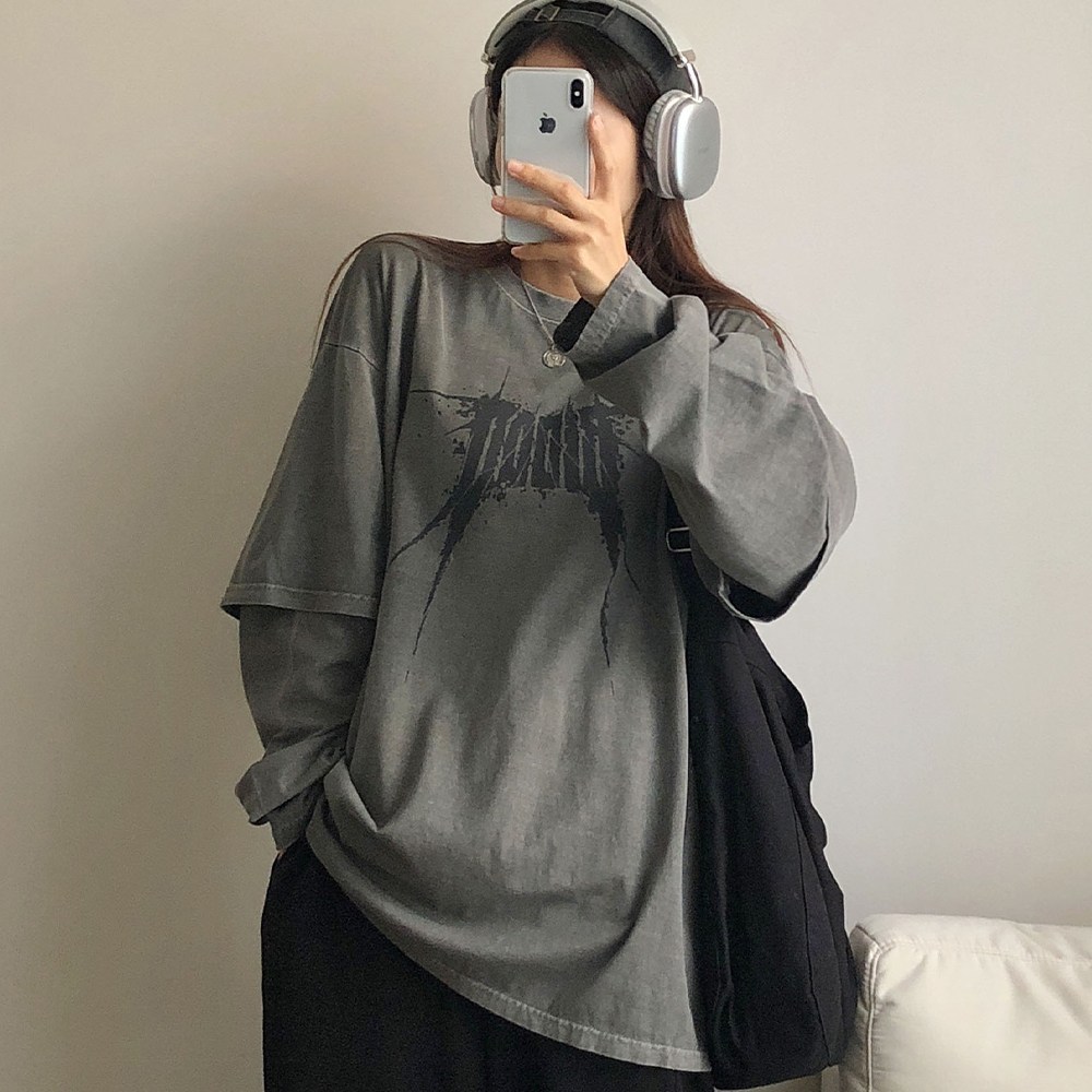 러브앤시티 남녀공용 피그먼트 블러드 레이어드 긴팔티셔츠 빅사이즈 오버핏 이중티 프리미엄 원단 36,910원