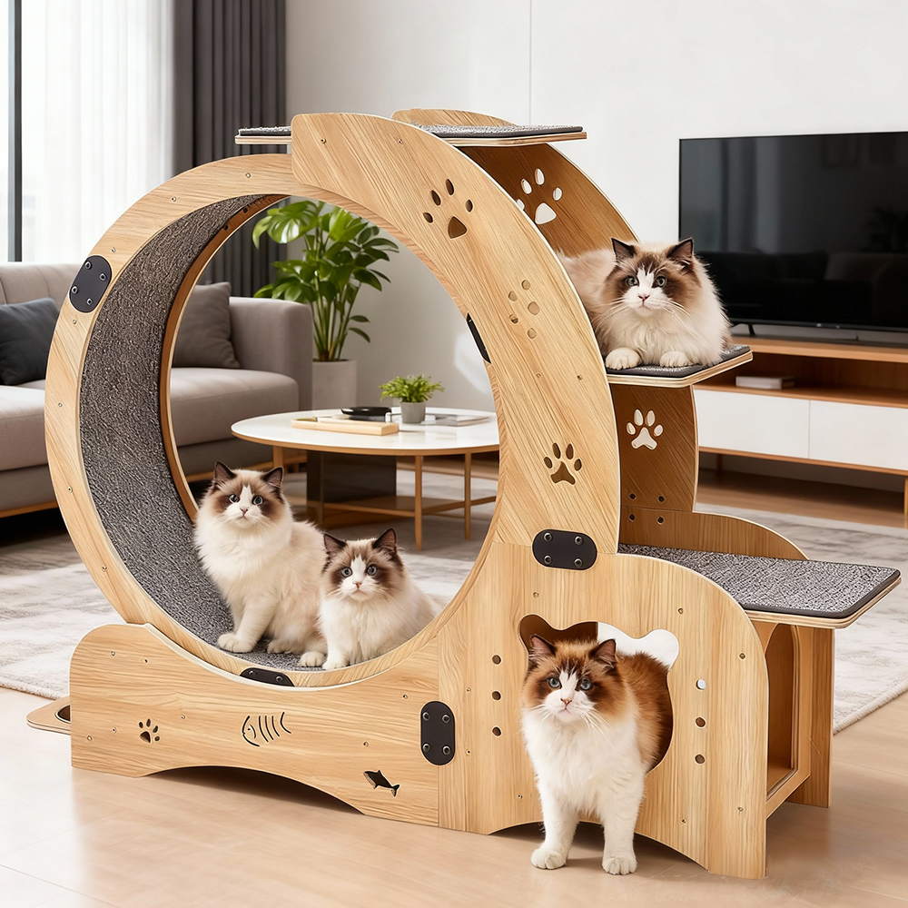 EVIO 다기능 무소음 캣휠 캣타워 업그레이드 버전, 1개, 원목 139,900원