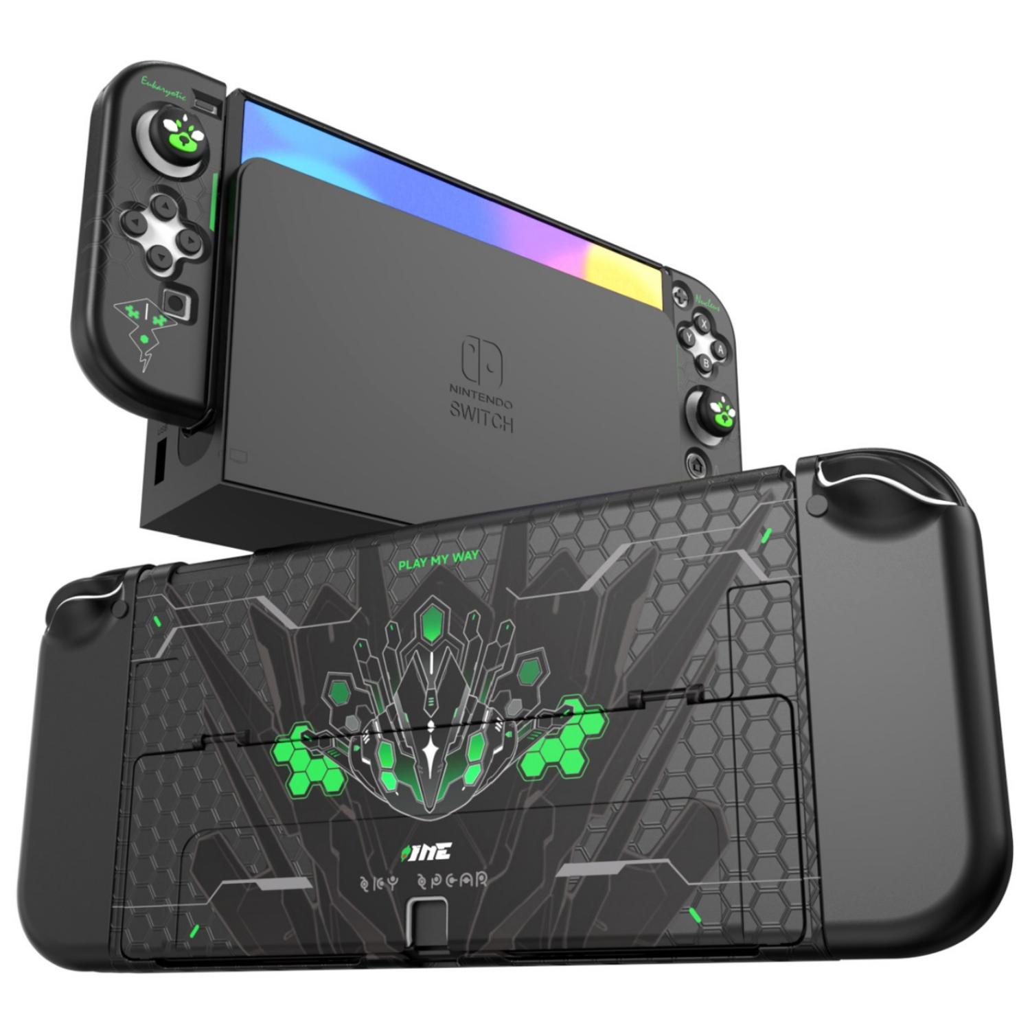 이이네 네온 베놈 닌텐도 스위치2 케이스 닌텐도 스위치 케이스 세트 Switch&Switch2 하드 보호 케이스 닌텐도 스위치 풀커버, 1세트, Switch Oled 전용, L1240 19,000원