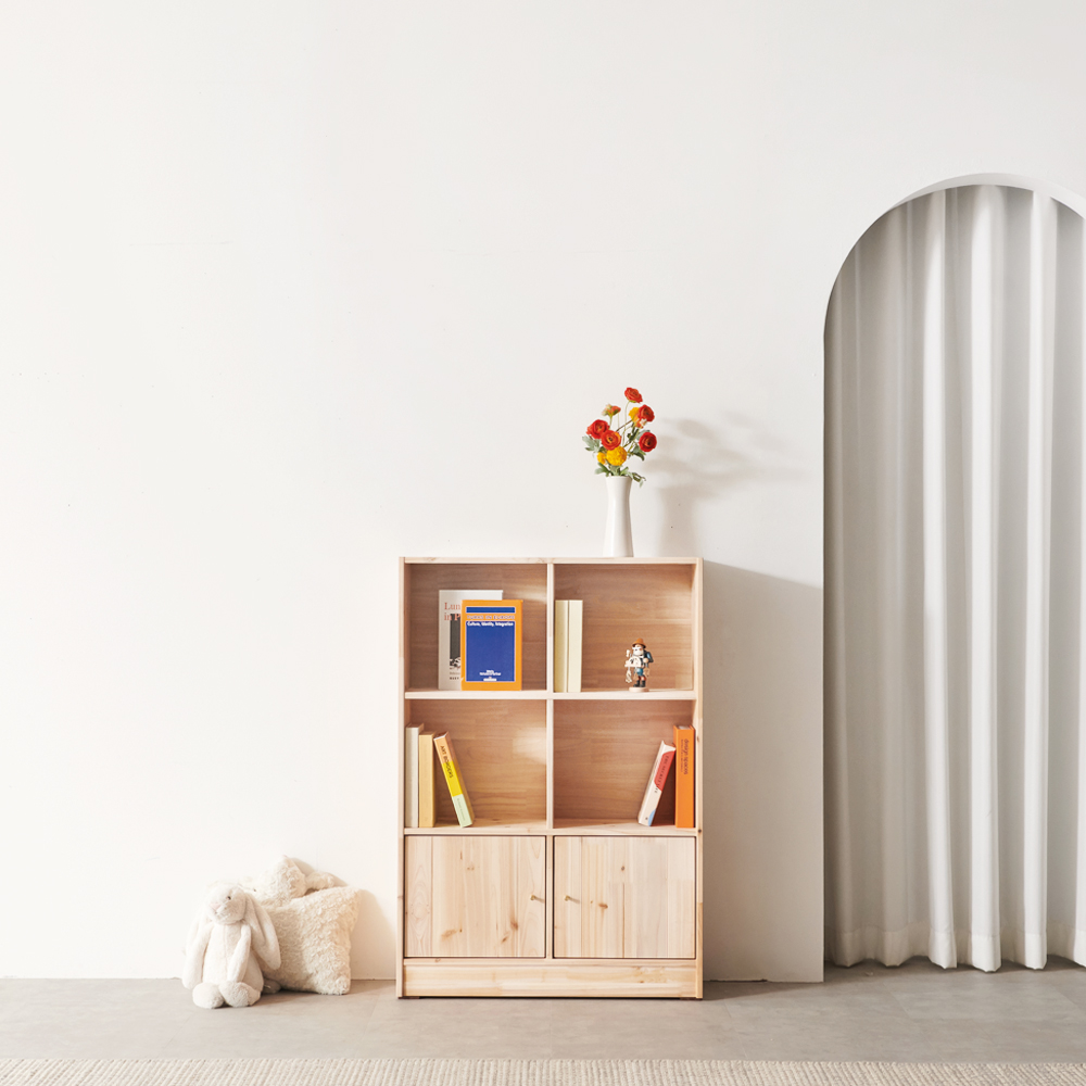 하모벨 삼나무 원목 책장 800 미니 수납형 방문설치, 내추럴, 3단 120,000원