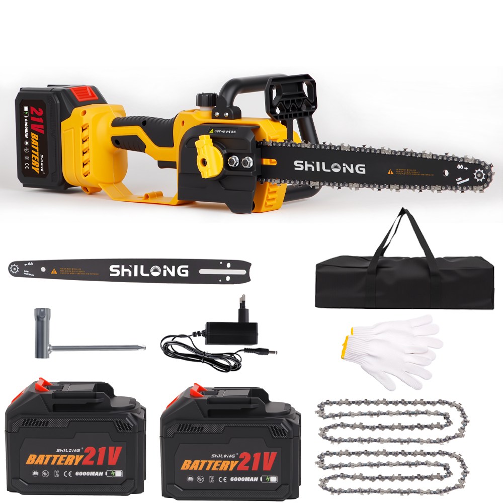 SHILONG 30cm 초고속 무선 전기톱 BLDC 고출력 전기톱 체인톱 6000mAh 배터리2개 풀세트+2개의 체인, 1세트 115,990원