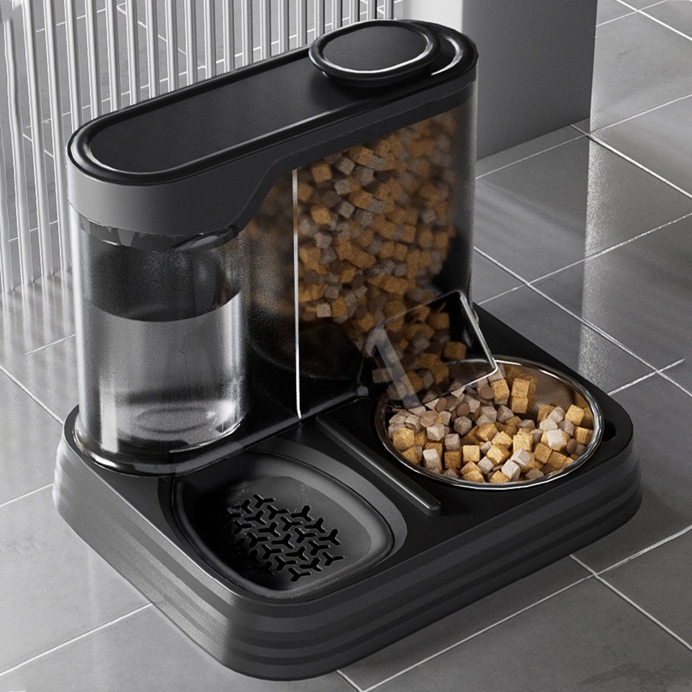 Star Fun 대용량 고양이/강아지용 물/사료 급식기 세트, 1개, 검은색, 1.5L 21,900원