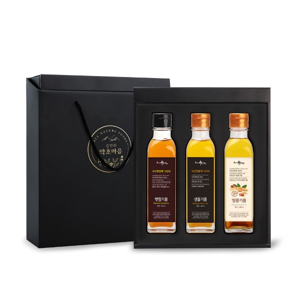 증안리약초마을 저온압착 국산 고소한 참기름/들기름/땅콩기름 3종 선물세트 50,960원
