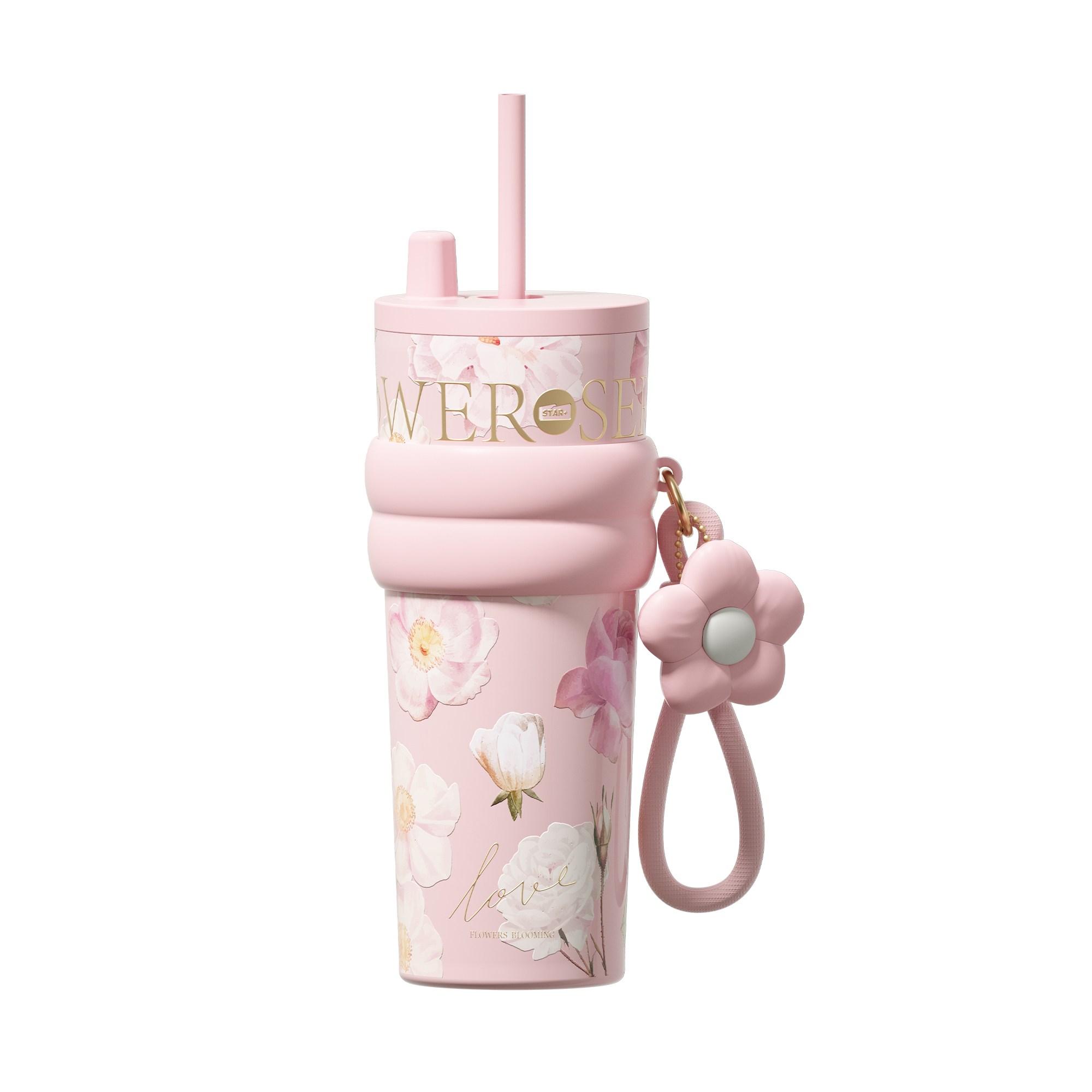 Sidagar 빨대가 달린 대용량 스테인리스 차량 탑재 휴대용 보온 보랭 컵, 1개, 710ml, 분홍색 60,960원