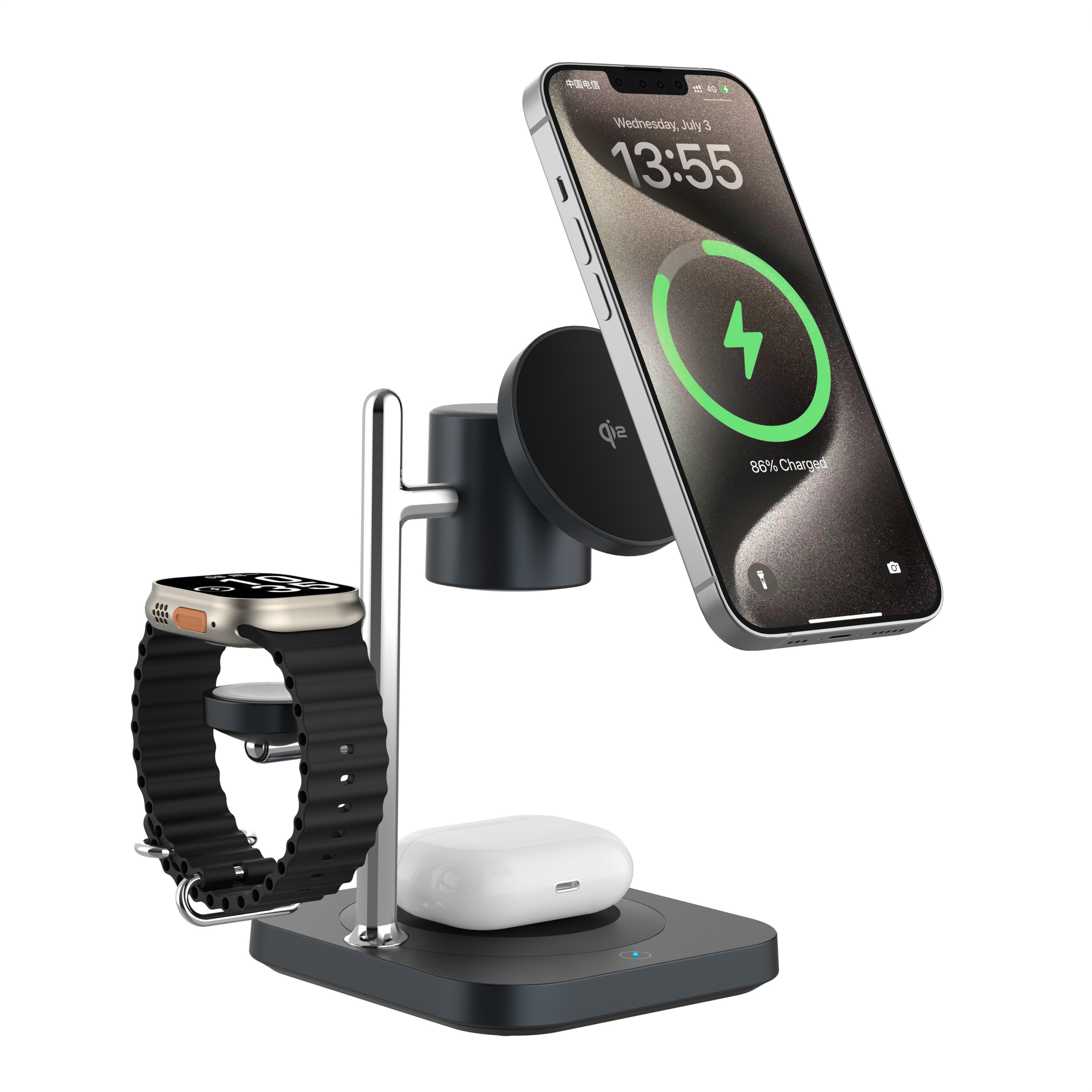 [타이탄프로] 4in1 무드 램프 맥세이프 갤럭시 애플 워치 충전 고속 무선충전기 X99(블랙), 1개, 블랙 49,800원