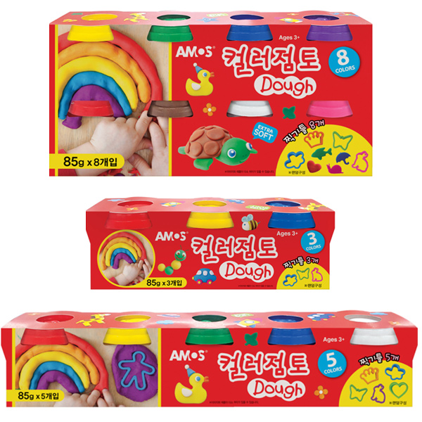 (아모스) 컬러점토 85g 8색 찍기툴포함 클레이 칼라점토 2,400원