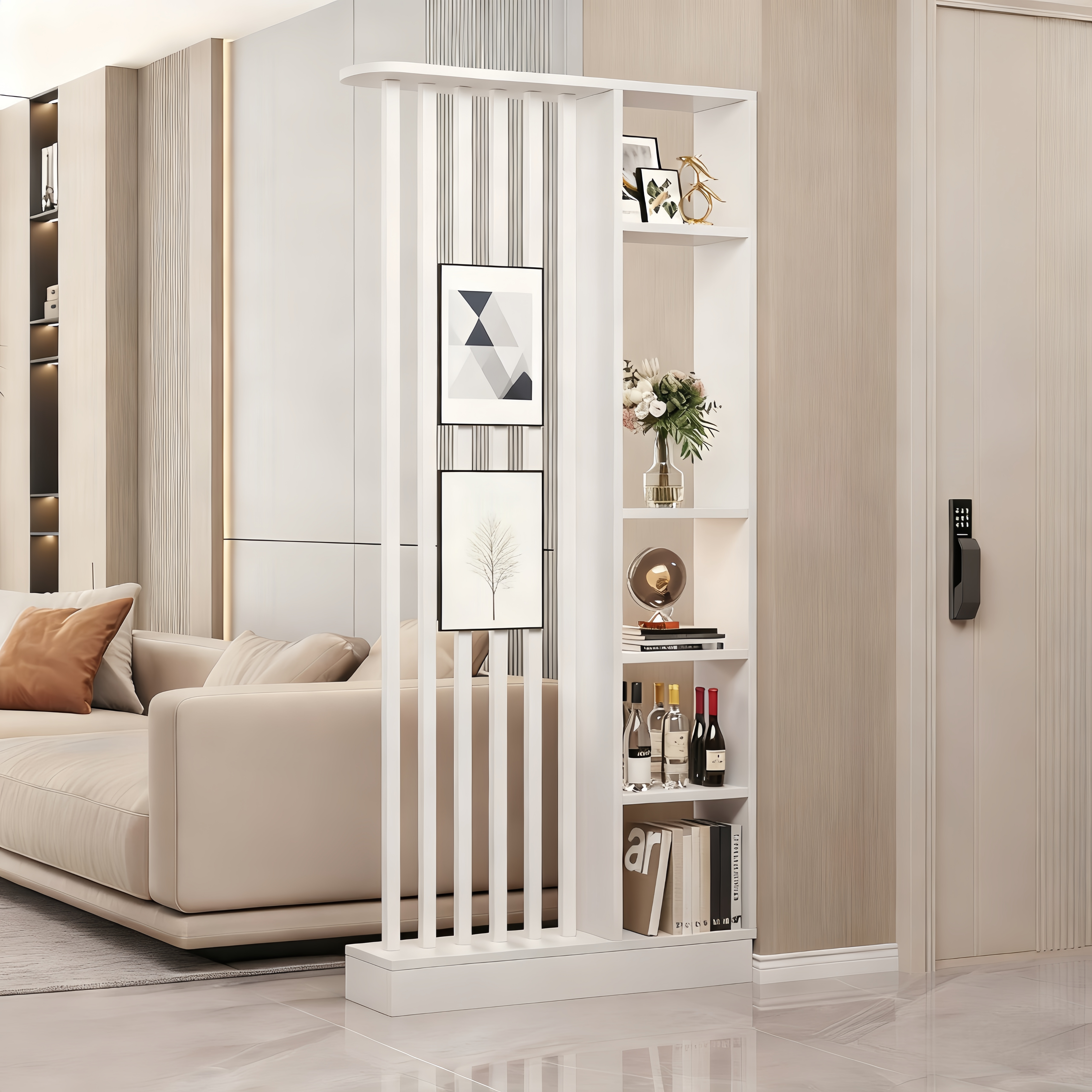 YAPOGI 모던 원목 거실 현관 파티션 공간분리 파티션 사무실 거실 파티션, 화이트+화이트 126,000원