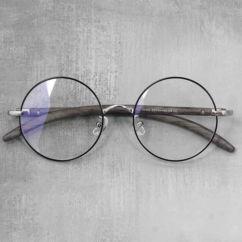 하루홀릭 남자 여자 정원형 동그란 복고 빈티지 메탈 콤비 우드느낌 블루라이트 차단 안경 29,000원