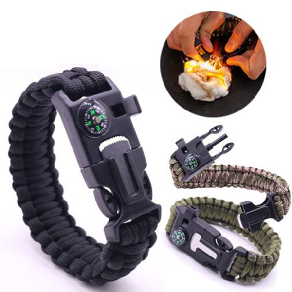 도매창고 생존 로프 나침반 부싯돌 밧줄 캠핑 파이어스틱 비상용 호루라기 팔찌 파라코드 재난 용품 키트 990원