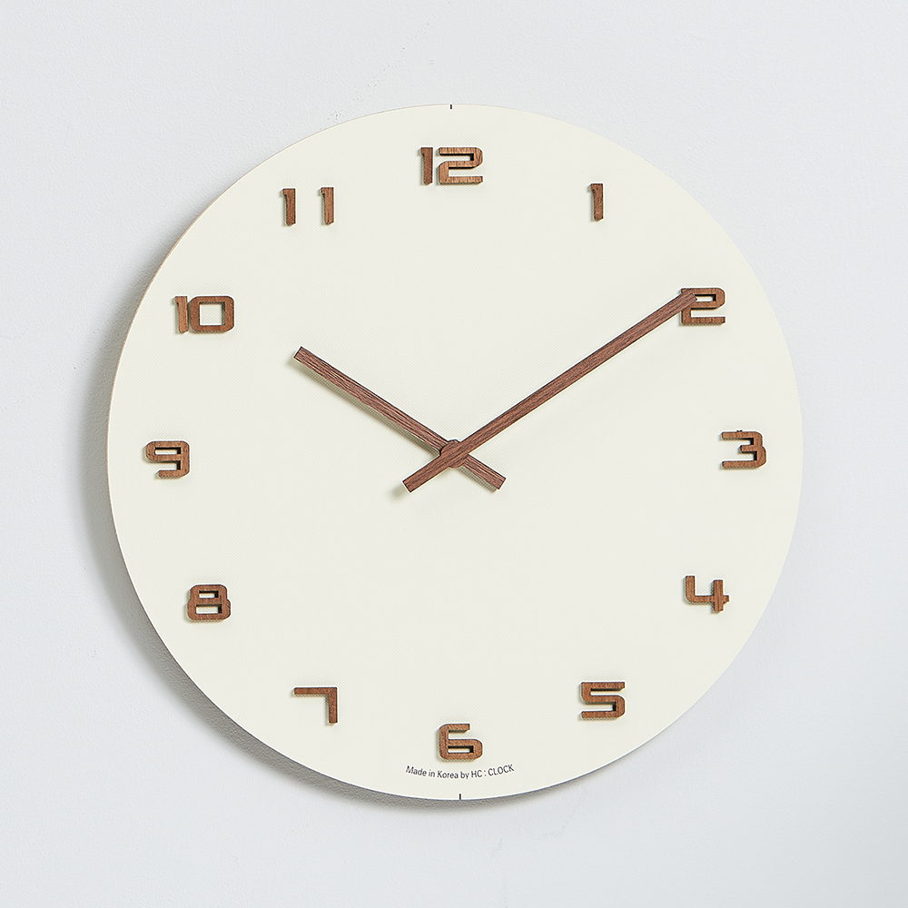 에이치씨 플랫 우드 라운드 3D나무숫자바늘 무소음 벽시계 29cm, 아이보리 21,710원