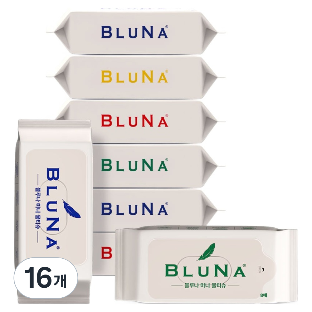 블루나 더퍼스트 미니 물티슈 랜덤발송, 50g, 8매, 16개 6,200원