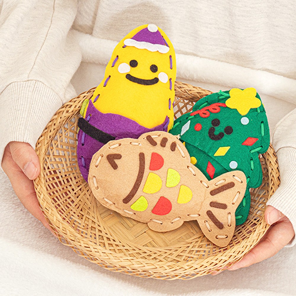 재미있는겨울놀이 펠트손난로만들기 안전한바늘키트 쉬운바느질, 펠트붕어빵키트 4,200원