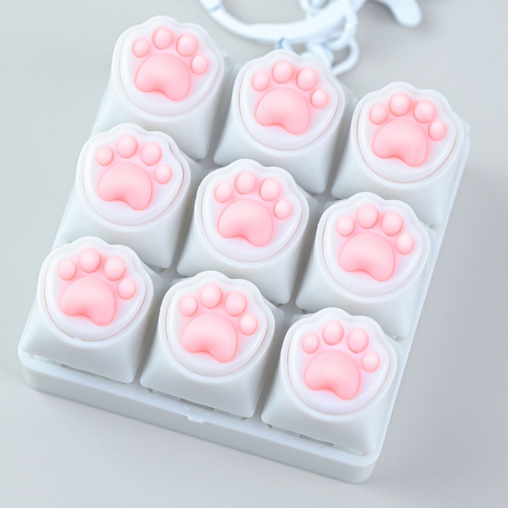 고양이 젤리 9구 키캡 딸깍이 키링 발바닥 키보드 열쇠고리 피젯토이, 1개, 화이트 10,800원
