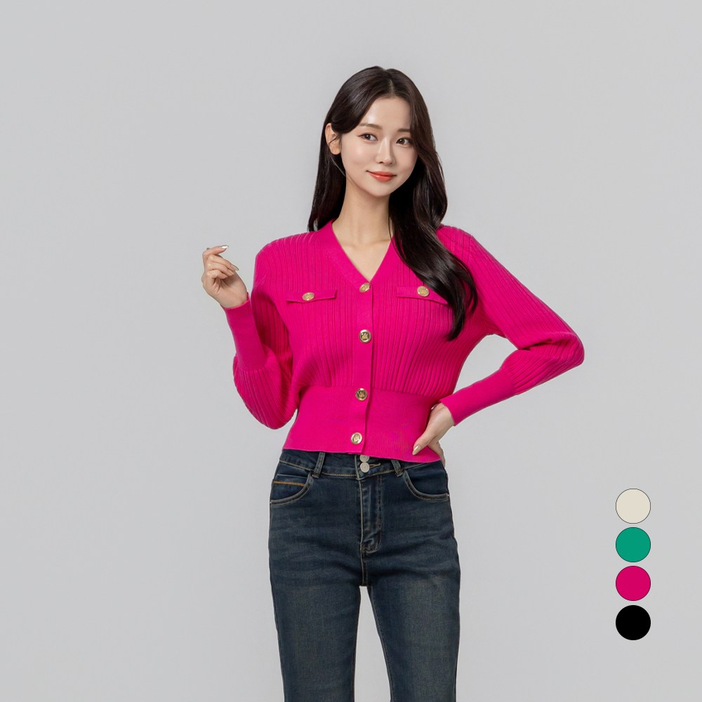 라라콩 여성용 브이넥 골드버튼 울 가디건 34,900원