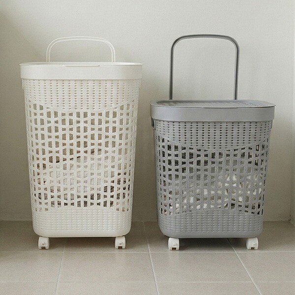 [HICKEIS] HICKIES 이동식 바퀴 손잡이가 있는 통풍 좋은 메쉬 뚜껑덮개 세탁 빨래바구니 20,800원