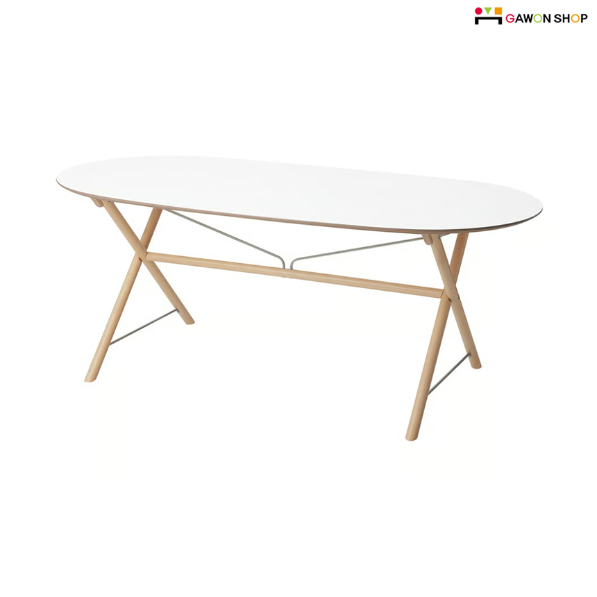 이케아 DALSHULT 화이트-자작나무 넓은 식탁 (185x90cm)/테이블, 화이트-자작나무 337,400원