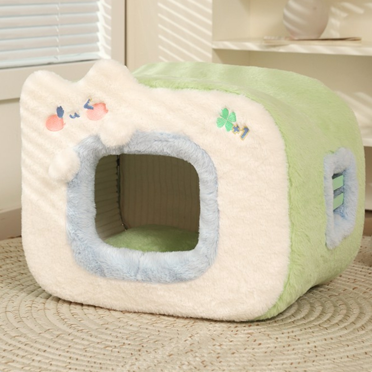 [먀오샤오위안] 겨울 보온 폐쇄형 캣하우스, 고밀도 보온재 사계절 방한 고양이 집, 소심한 반려묘 보호본능 공간] 31,600원