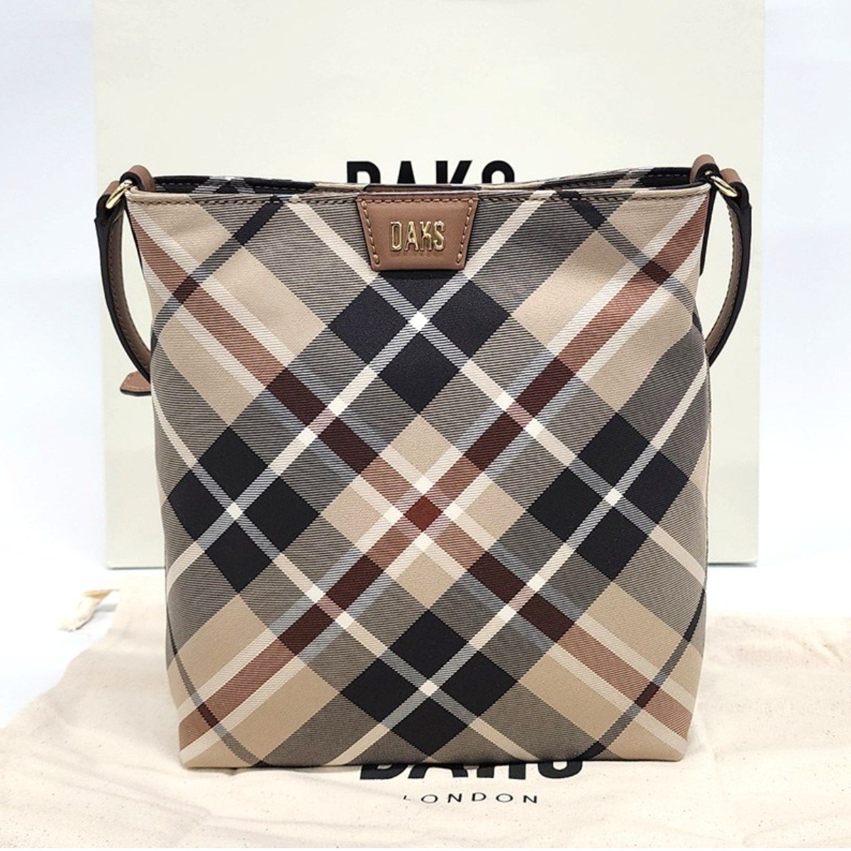 [백화점 정품 AS+선물포장] 닥스 여성 체크 브라운 가죽 크로스백 193,000원