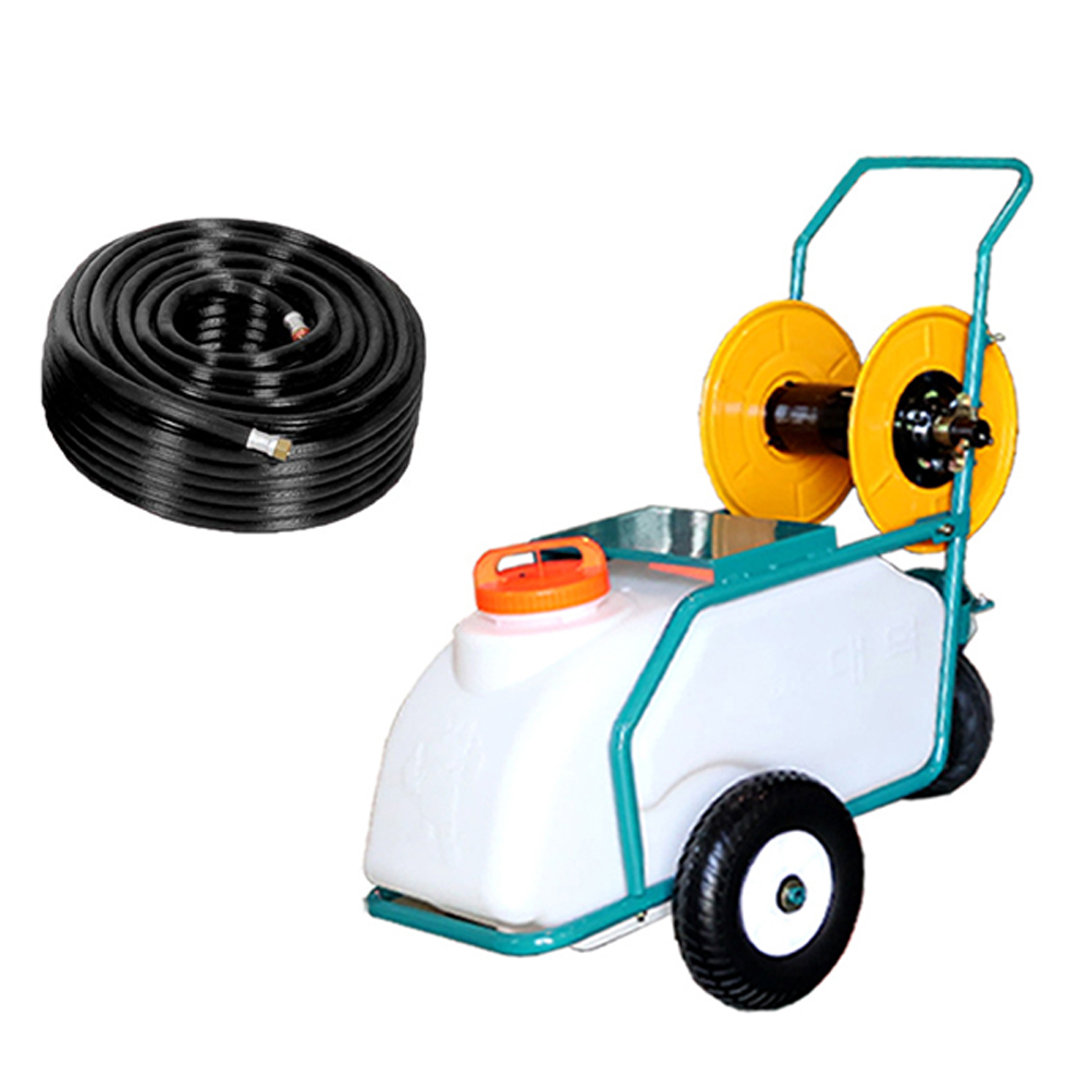 국산 분무기 프레임 대덕테크 엔진 동력 포터블 3륜 구르마 살포기 60L 물통 7.5mm x 50m 호스 포함 370,300원