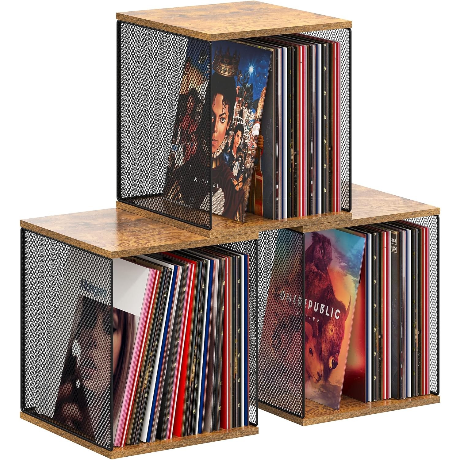 모던마켓 홈 프리미엄 수납정리 레코드 보관함 원목 통기성이 좋은 LP 책 잡지 다용도 캐비닛 스튜디오 앨범 다용도 큐브 정리함 3개/세트, 1세트, 블랙 55,900원