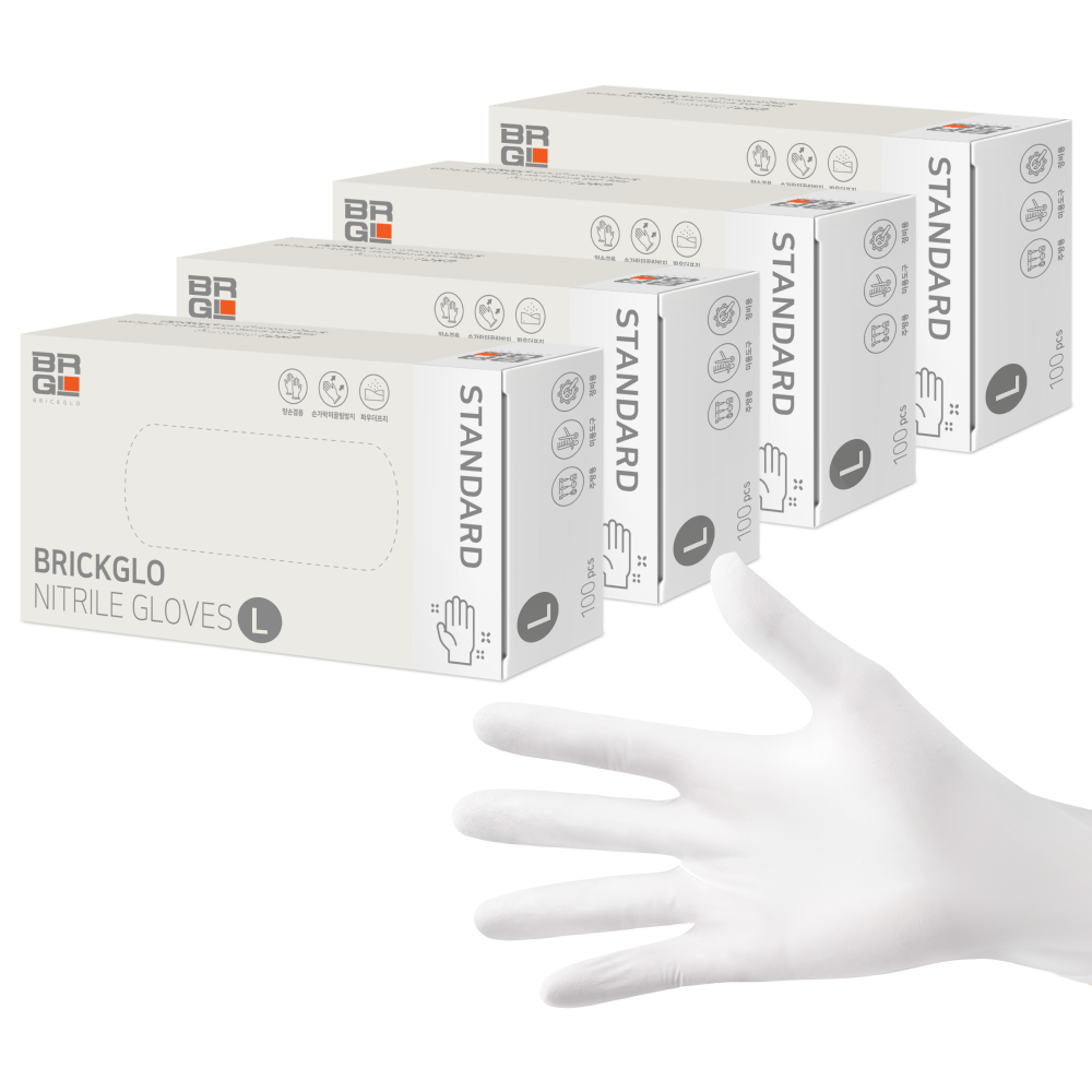 브릭글로 스탠다드 니트릴장갑 100p, 화이트, 대(L), 4개 29,260원