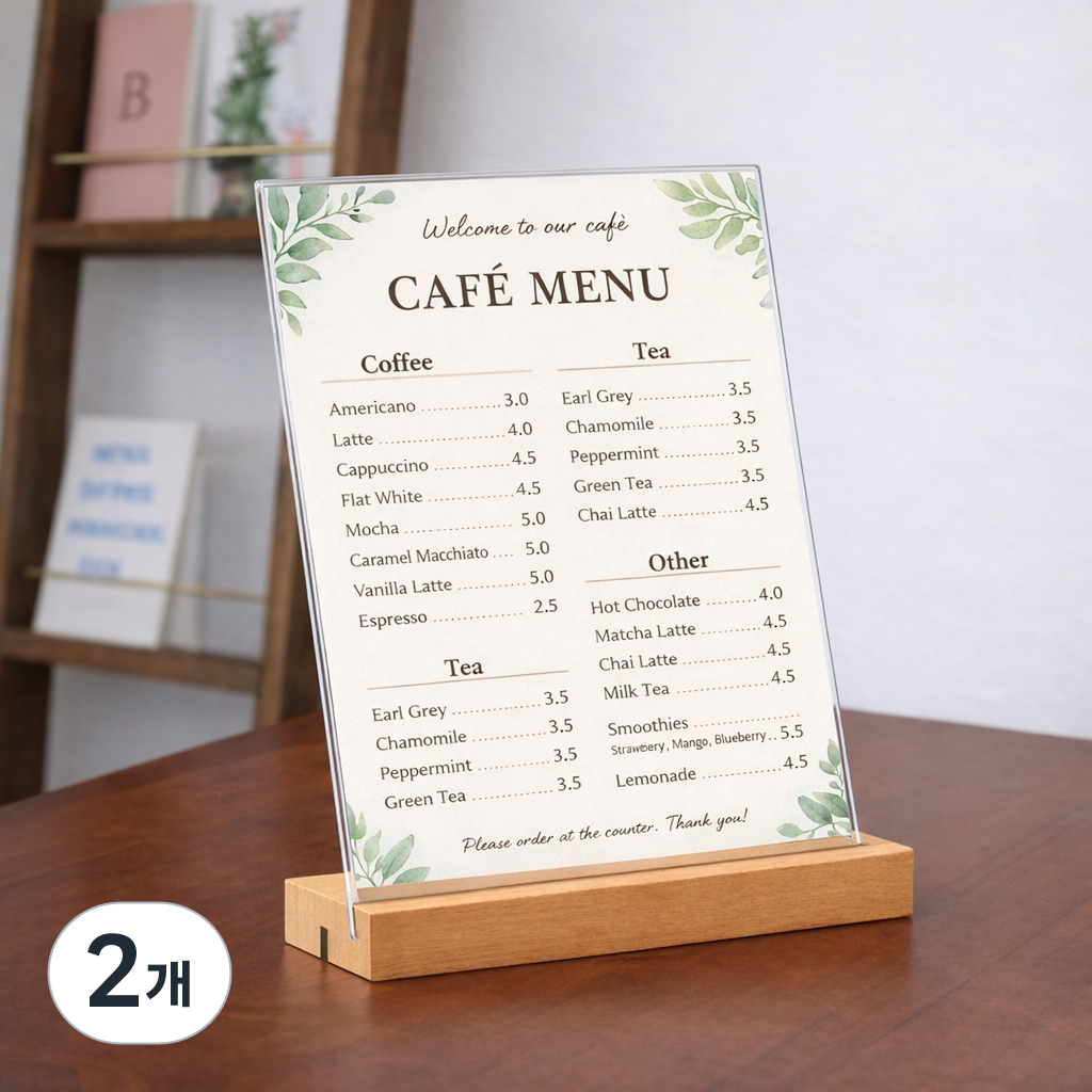마벨인홈 T형 L형 겸용 2in1 우드 아크릴 메뉴판 POP 스탠드 꽂이 세로형 13,900원