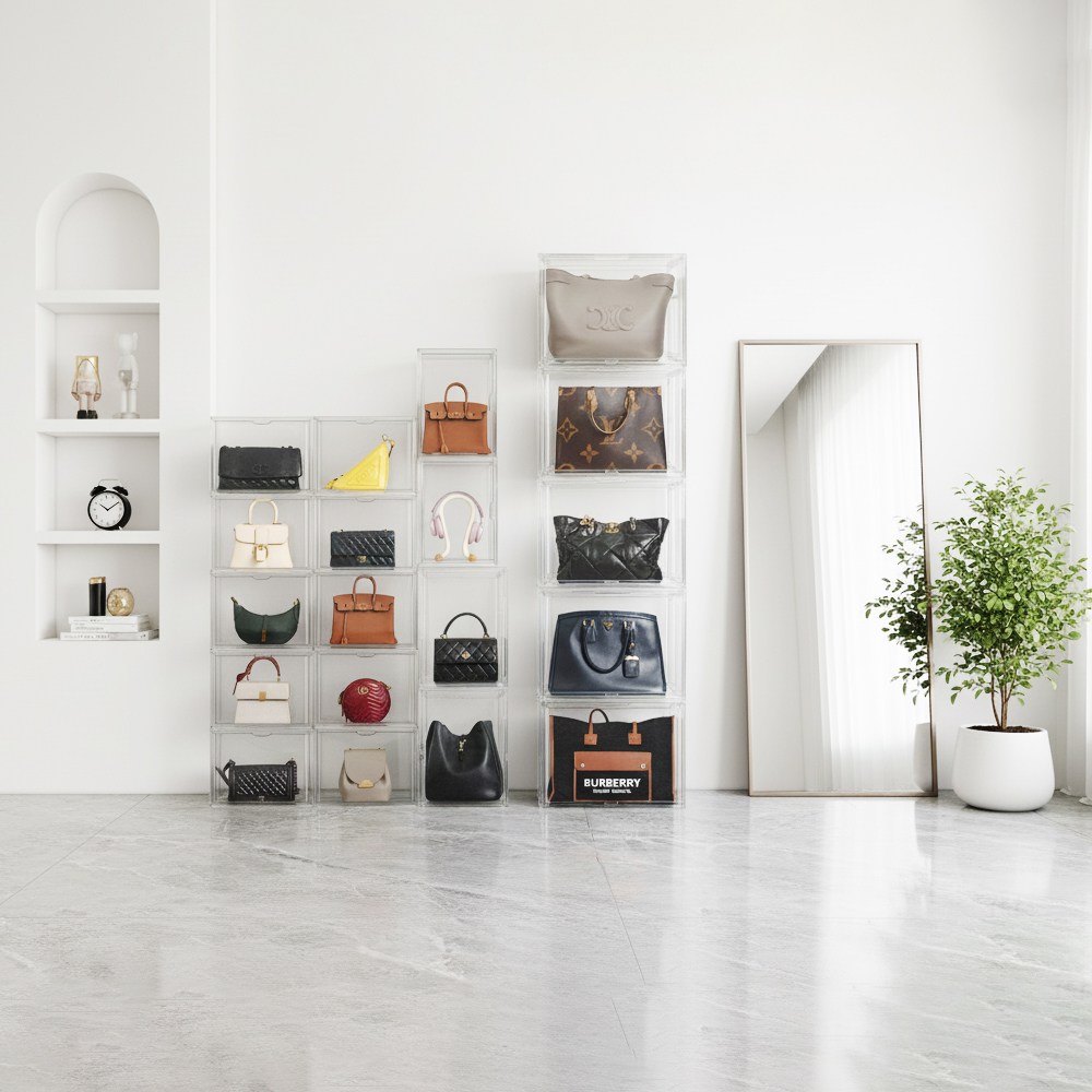1미터 가방보관함 투명 아크릴 명품 가방정리함, 투명, 3개 26,620원