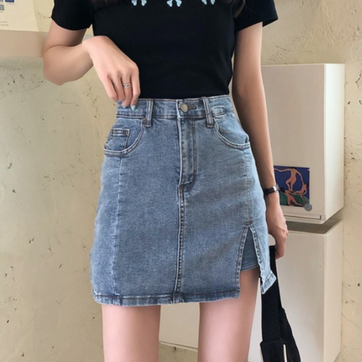 HL] 데님스커트 치마바지 스판 트임 청바지 데님치마 33,760원