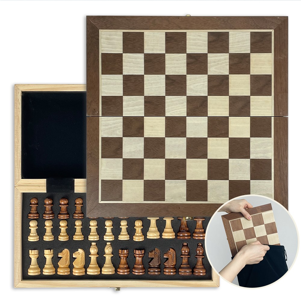 체스 보드게임 원목 고급형(소형) 자석 접이식 체스판 휴대용 캠핑용, 행복한 20,860원