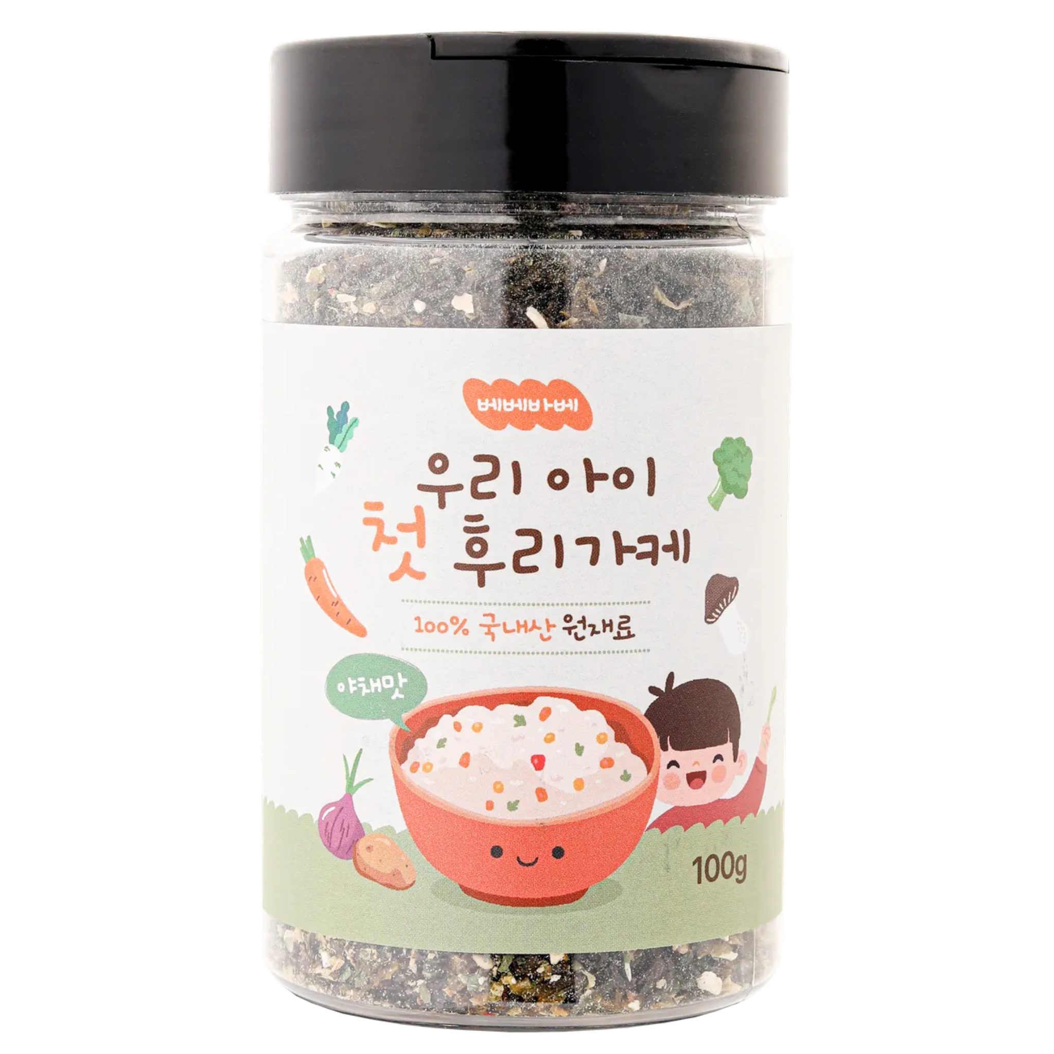 순수 국내산 베베바베 우리 아이 첫 후리가케 야채맛 - 무염 아기 이유식 유아식 추천, 1개, 100g 17,900원