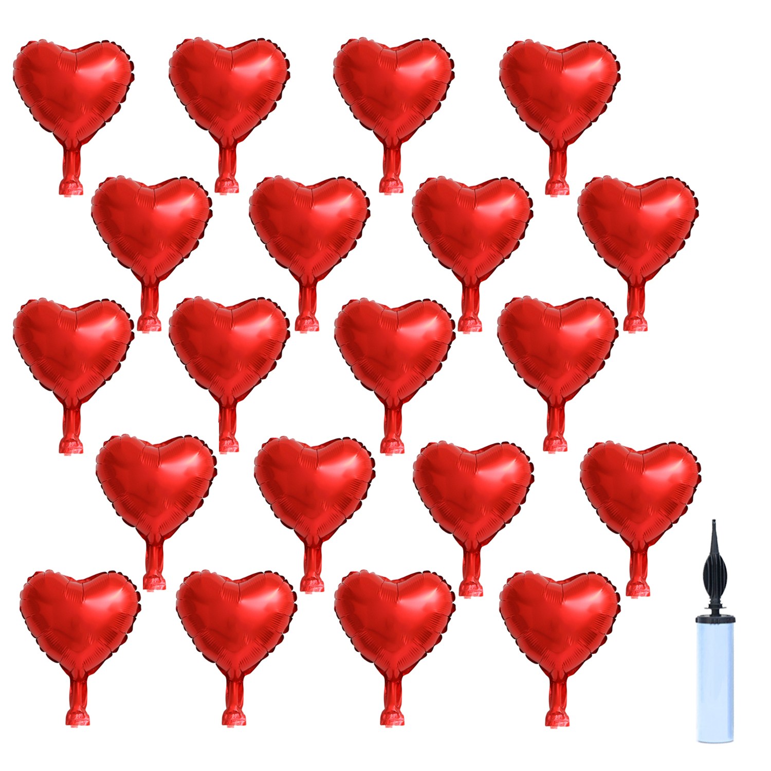 올리브파티 하트 은박풍선 10인치 23cm 파티용품 손펌프 세트, 20매, 레드 8,000원