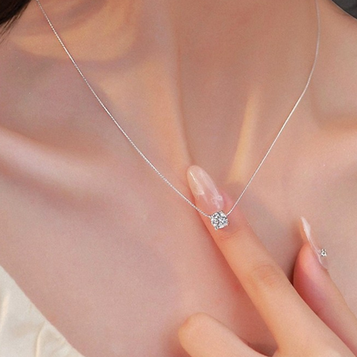 FANSYLI 다이아목걸이 1캐럿 4프롱 모이사나이트 큐빅 랩다이아 목걸이 체인목걸이 프로포즈목걸이 명품목걸이 여자친구생일선물 0907JLL430 11,630원