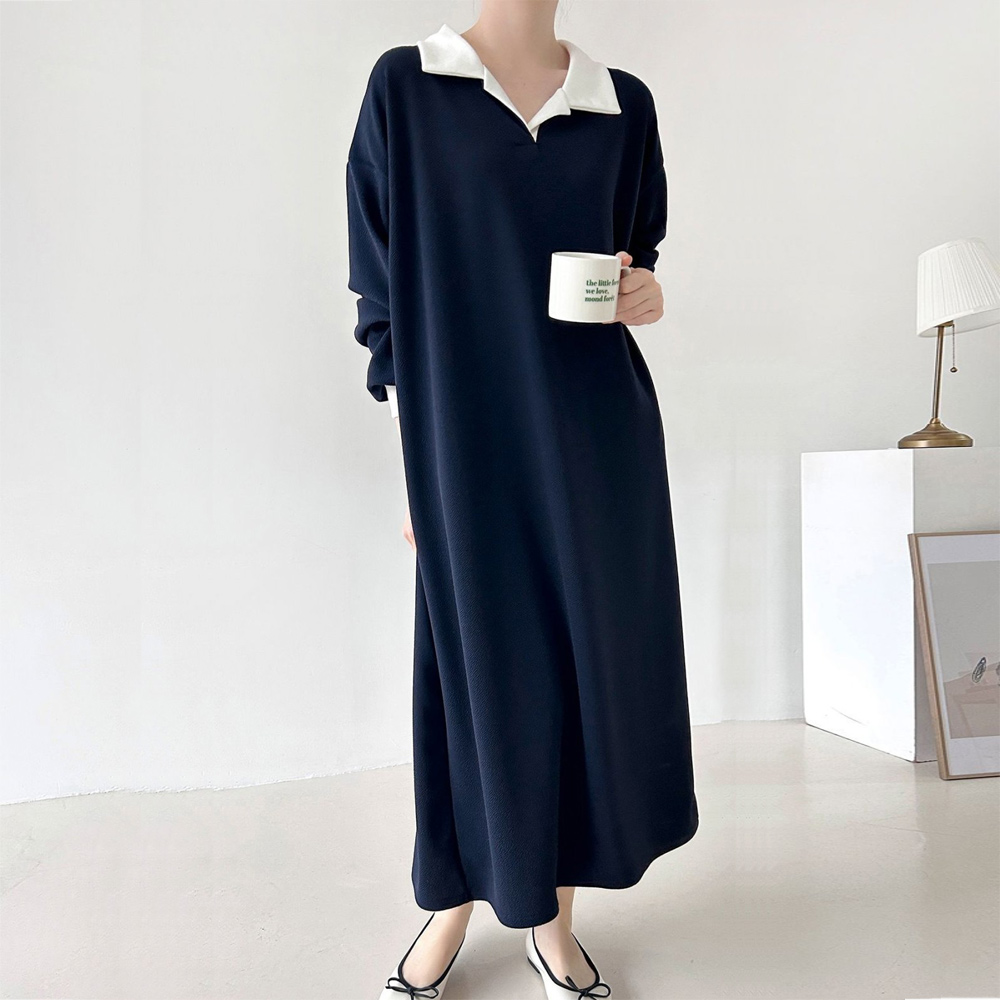 (봄신상품)마403-982 빅사이즈 여성 여자롱무지 간절기원피스 긴팔미디OPS 국산품 국내제작 새로본 7 17,800원